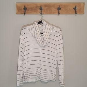 Cable and Gauge Striped Cowl Split Side Sweater